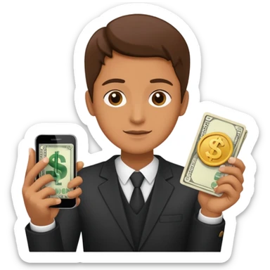 Earn money show by human with mobile.show cash flow symbol.add traditional way of look like sticker