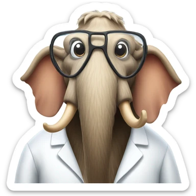 Mammoth wearing a lab coat and goggles sticker