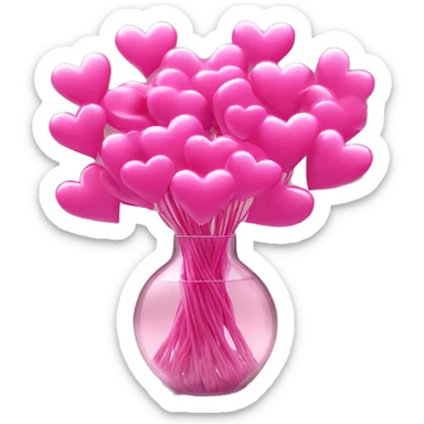 10000000 huge pink hearts on stems in a clear glass vase sticker