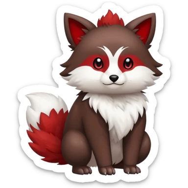 Cute cool white red dark-brown animal hybrid Fakemon full body sticker