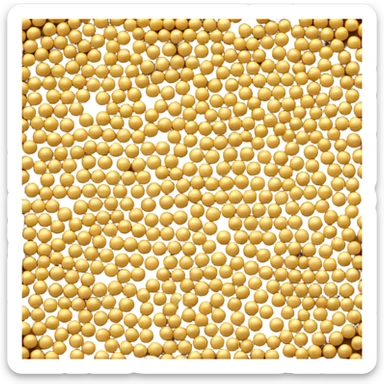 loose scatter of small round mustard seeds in warm yellow to light brown shades, matte finish, slightly rough texture, compact uniform seeds in a natural pile or light scatter, soft lighting, subtle shadows, emoji scale sticker