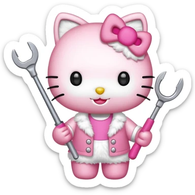 hello kitty with tools sticker