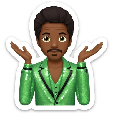 Andre 3000 from Outkast with dark brown hair, pale green sequin outfit sticker