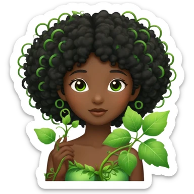 Dreamy nature fairy with Afro black hair dark skin touching a vine  sticker