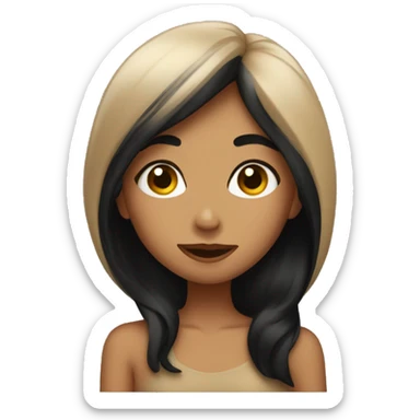 Tan girl with black hair blowing a kiss sticker