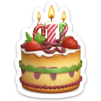 Torta di compleanno con attorno regali e coriandoli  sticker