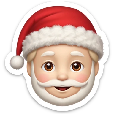 A small smiling face wearing a red Santa hat with a pompom, rosy cheeks and twinkling eyes, conveying a warm, festive vibe. It should be a trolling smile. sticker