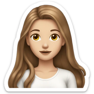 White girl with long brown hair sticker