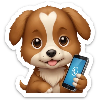 puppy with phone sticker