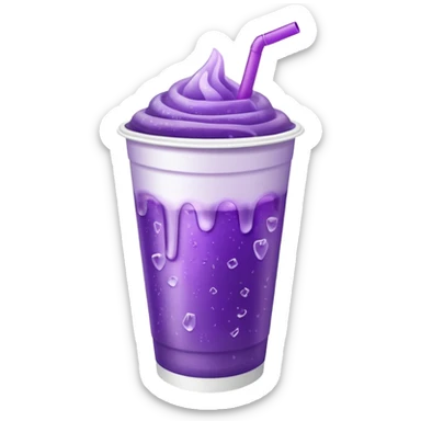 White solid paper cup filled with purple iced soda sticker