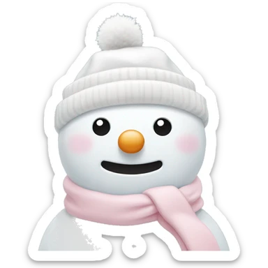 Cute white and light pink snowman sticker