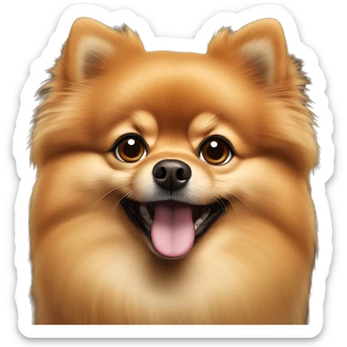 Long nose Pomeranian with her tongue out orangish brown color sticker