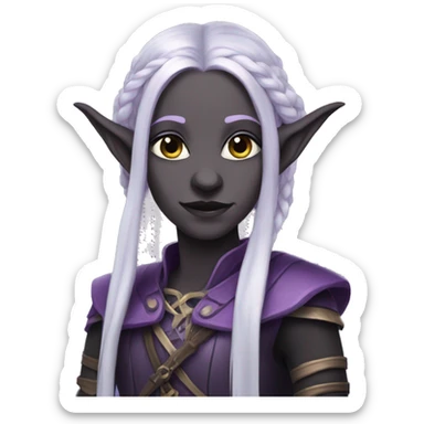Dark elf with long braid and lilac eyes sticker