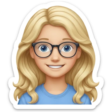 Fille 13 ans qui a des cheveux long et blond et wavy avec des lunettes et des yeux bleu- gris sticker