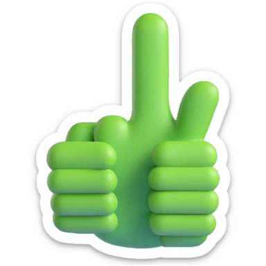 A 3D thumbs up emoji, Microsoft Fluent style, green color sticker