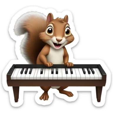 Squirrel play piano  sticker