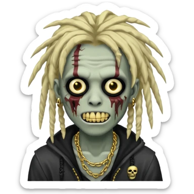 zombie emo boy emoji with dreads and gold grillz sticker