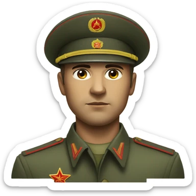 realistic ussr soldier serious with military takes sticker