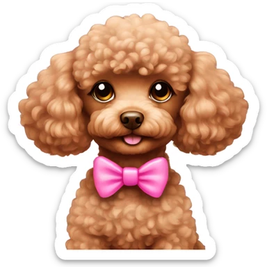 brown toy poodle with pink bow sticker
