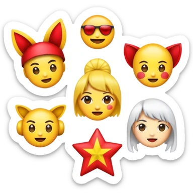 Cinematic Realistic V-pop Music Pop Culture Emoji, showcasing a modern, energetic representation of Vietnamese pop culture rendered with vivid textures and dynamic, colorful lighting. sticker