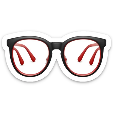 Red Glasses with subtle shine and curved frame edges. sticker
