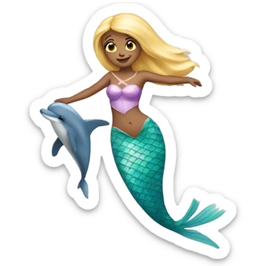 mermaid swimng with a dolphin and a ballerina sticker