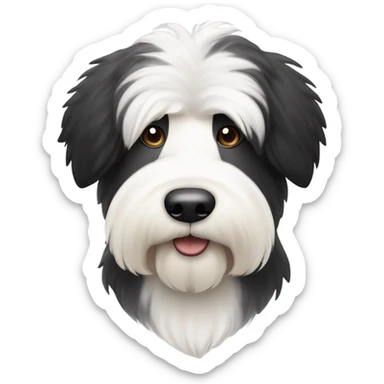 Old English sheepdog with a face that’s half black and half white. More black on left side than previous generation  sticker