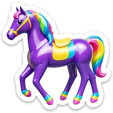  Lisa Frank style inflatable vinyl horse toy figure  sticker