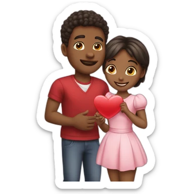Boy proposing the girl on valentine sticker