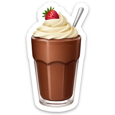 Un vaso cubierto de chocolate que arriba se vea crema batida mym y fresas encima  sticker