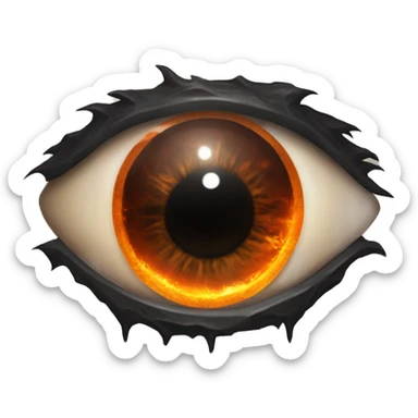 Eye of Sauron with glowing orange iris, set in a dark tower of Mordor sticker