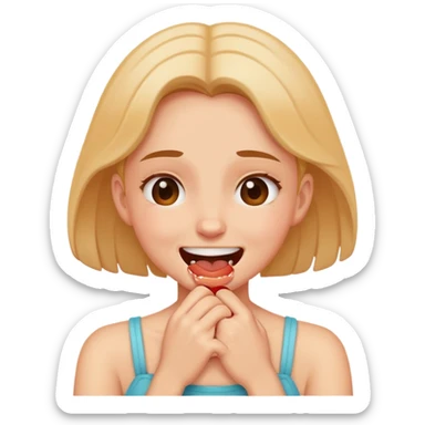 Girl choking herself jokingly  sticker