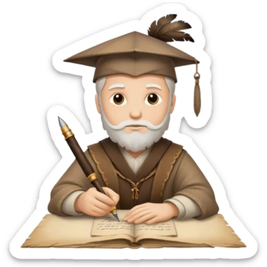 ancient Feathered pen scholar sticker