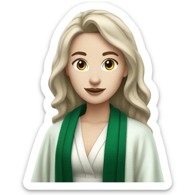 Brunette girl with pale skin in a slytherin robe  sticker