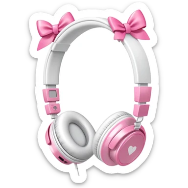 White headphones with small pink bows sticker