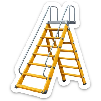 Design an adjustable trapezoid-shaped ladder slide that is customizable in terms of base width and target height, and has multiple levels. Please present it in a cartoon style. sticker