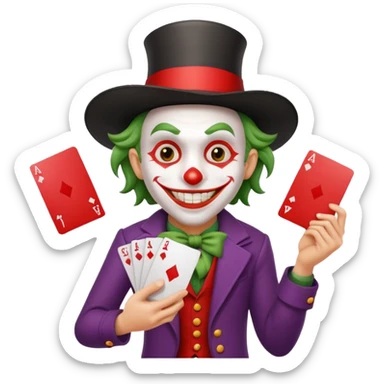 bunch of cards with a crazy jolly joker sticker
