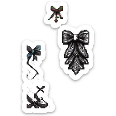 gothic style bow, black lace, dark elegant, subtle skull or cross motif, moody atmosphere sticker