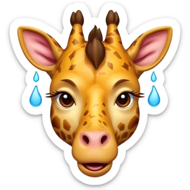 frustrated cartoon giraffe emoji facepalming with one hoof, exaggerated expression with eyes closed, visible sweat drops, comically annoyed mouth shape, thick outlines, vibrant colors sticker