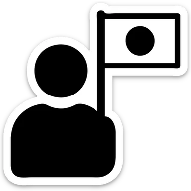 person with Japanese flag sticker