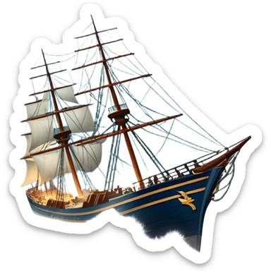 Icon for Historical Movies: Age of Great Geographical Discoveries. A vintage movie poster-style design with sailors battling a fierce storm at sea. Include crashing waves, lightning, a damaged ship, and heroic sailors gripping ropes. Intense, dramatic atmosphere. Transparent background. sticker