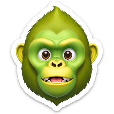 A hybrid creature with a yellow banana-shaped body and a bright green gorilla head sticker