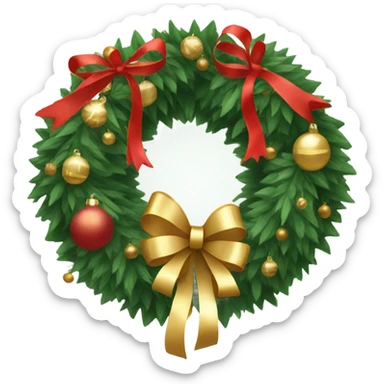 Christmas wreath with gold bow sticker