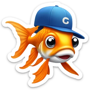 Goldfish with baseball hat sticker