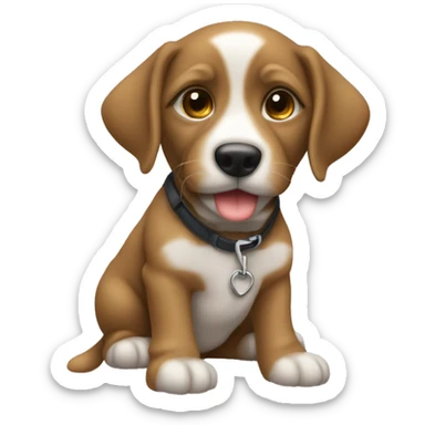 Garçon ave un petit chiot sticker