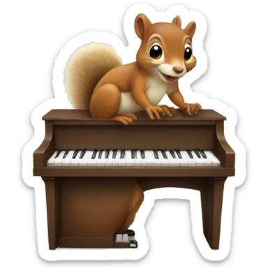 Squirrel play piano  sticker