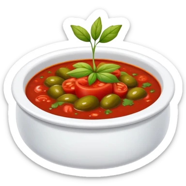 Cuenco de gofio (color marrón) lleno  por encima y salsa roja y salsa verde por encima  sticker