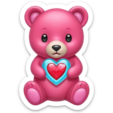 Oso gummy color aguamarina corazón rosa sticker
