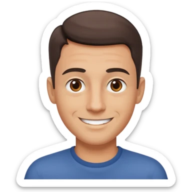 clean shaven, short hair, brown eyes, no glasses, medium skin, fun smiling man sticker