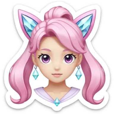 Shiny pastel Ponytail-Diancie-Palkia-Amaura-Aurorus-aesthetic-fusion sticker